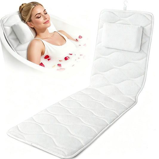 Luxury Bath Pillow – Extra Thick Neck, Head & Back Support with 17 Suction Cups